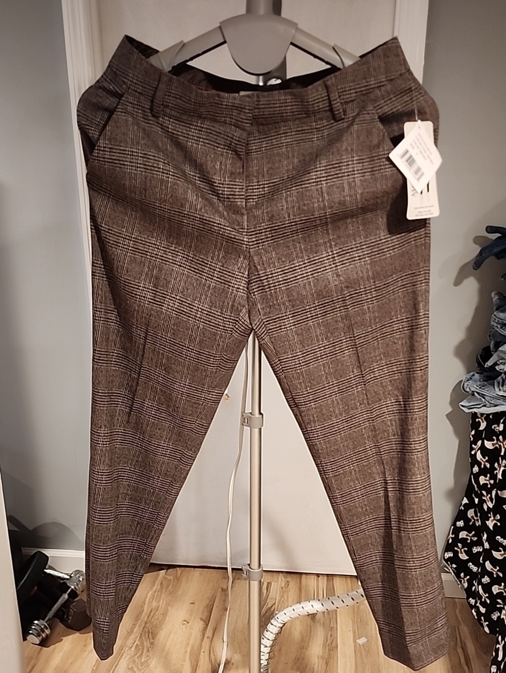 Classic Plaid Women's Work Pants in Brown